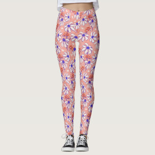 Leggings Cute Ladybugs et Daisies rose et bleu