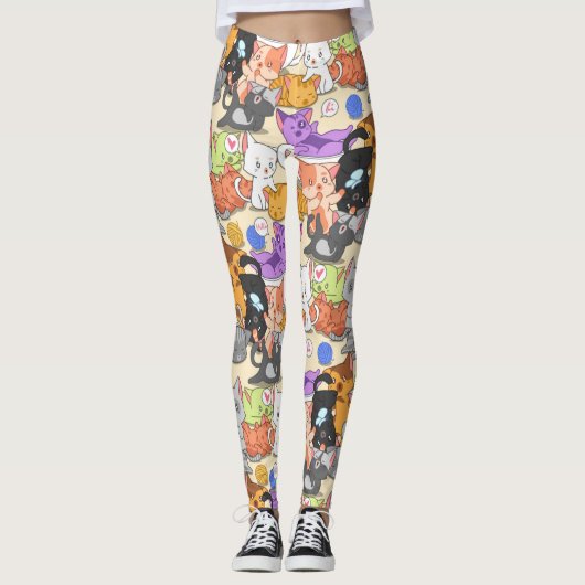 Leggings Cute Little Cats Motif (Devant)
