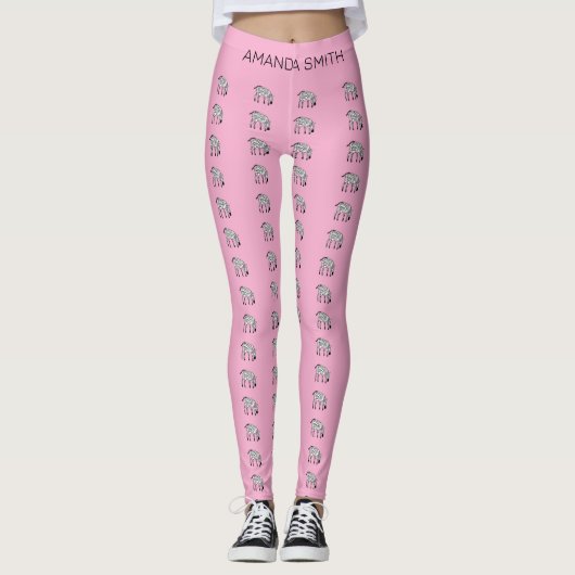 Leggings Cute Little Kenyan Zebra modèle Anniversaire rose (Devant)