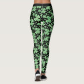 Leggings Cute Lucky Irish Four Leaf Clover Green Black Yoga (Dos)