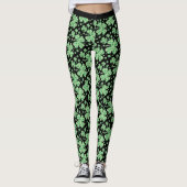 Leggings Cute Lucky Irish Four Leaf Clover Green Black Yoga (Devant)