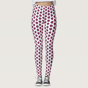 Leggings Cute Magenta Dark Rose Gemstone motif de coeur
