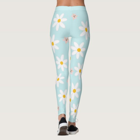 Leggings Cute Modern Daisy Fleur de lys Rustique transparen (Dos)
