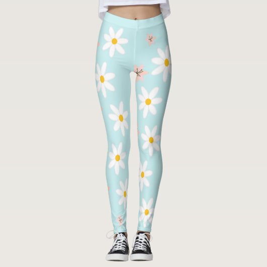 Leggings Cute Modern Daisy Fleur de lys Rustique transparen (Devant)