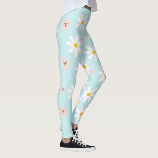 Leggings Cute Modern Daisy Fleur de lys Rustique transparen (Droite)