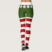 Leggings Cute Noël Elf Stripes Amusant Costume de Tassel (Dos)