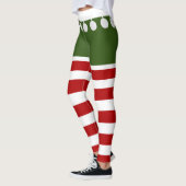 Leggings Cute Noël Elf Stripes Amusant Costume de Tassel (Gauche)