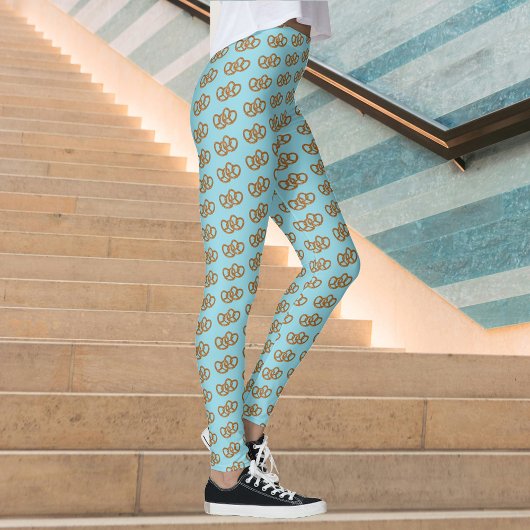 Leggings Cute noué Double Pretzel sur bleu pâle ou tout