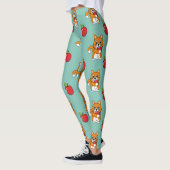 Leggings Cute Orange Blanc Chat Manger Rouge Pomme Carton (Gauche)