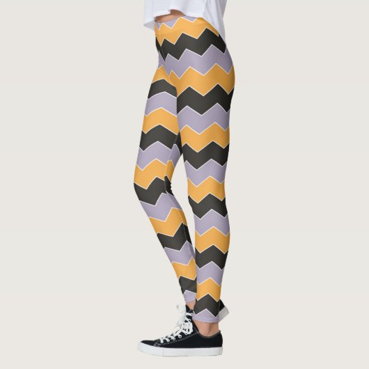 Leggings Cute orange blanc violet Motif Chevron Simple (Gauche)