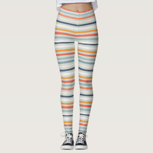 Leggings Cute Orange Blue Spring Rainbow Clouds Motif