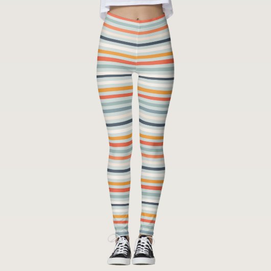 Leggings Cute Orange Blue Spring Rainbow Clouds Motif (Devant)
