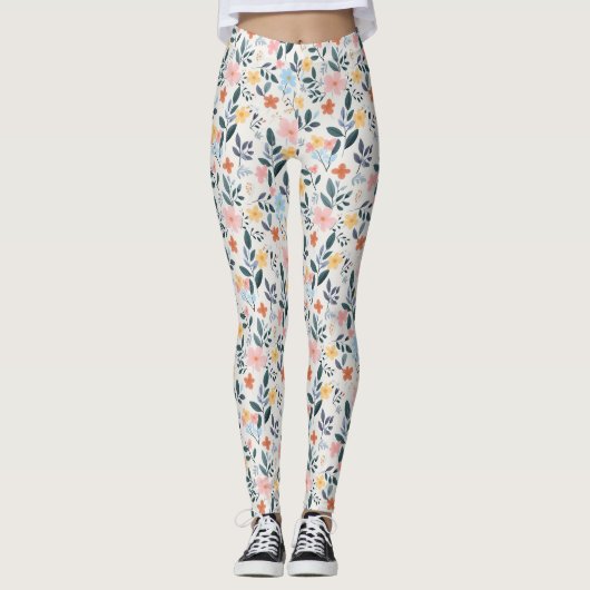 Leggings Cute Pastel Ditsy Boho Wildflower Meadow (Devant)