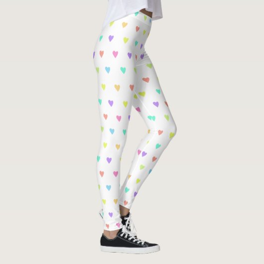 Leggings Cute Pastel Rainbow Hearts Motif (Droite)