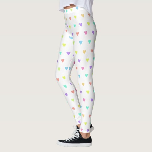 Leggings Cute Pastel Rainbow Hearts Motif (Gauche)