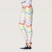 Leggings Cute Pastel Rainbow Wavy Lines Colorful Geometric  (Gauche)
