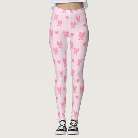 Leggings  Cute Pink Bows and Hearts Coque (Devant)