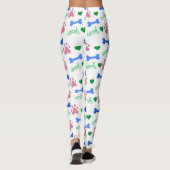 Leggings Cute Pink Paw Prints and Blue Dog Bones Pattern (Dos)