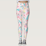 Leggings Cute Pink Teal Unicorn Rainbow<br><div class="desc">Ce motif mignon et magique est parfait pour la femme ou la fille à l'humour et à la mode. Il présente des illustrations dessinées à la main de licornes, des fleurs avec des feuilles, des arcs-en-ciel et des étoiles filantes sur le dessus d'un simple arrière - plan rose vif. Le...</div>