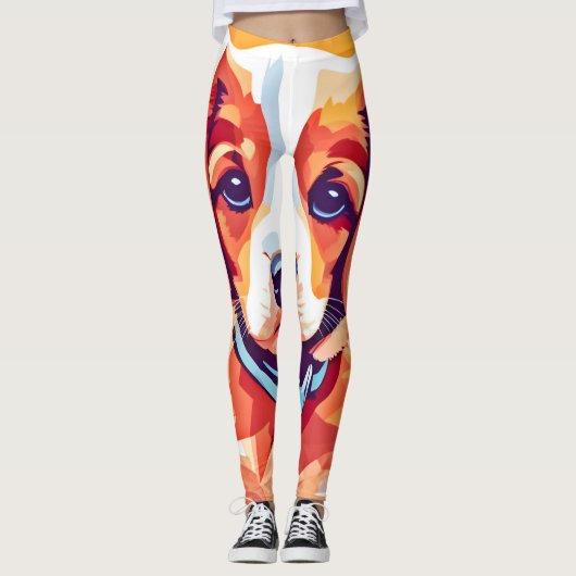Leggings Cute Puppy Pop Art (Devant)