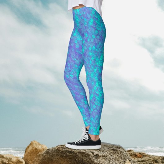Leggings Cute Queue de sirène Iridescente Turquoise échelle