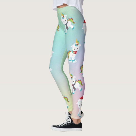 Leggings Cute Rainbow Christmas Unicorn (Gauche)