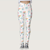 Leggings Cute Rainbow Hearts & Clouds Motif (Devant)