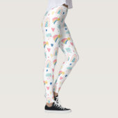Leggings Cute Rainbow Hearts & Clouds Motif (Droite)
