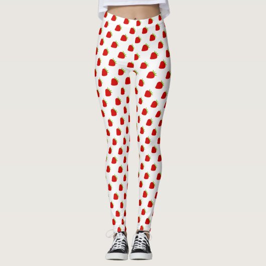 Leggings Cute Red Strawberry Pattern (Voorkant)