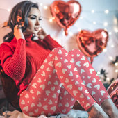 Leggings Cute rose et blanc Valentine Coeurs Motif