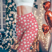 Leggings Cute rose et blanc Valentine Coeurs Motif