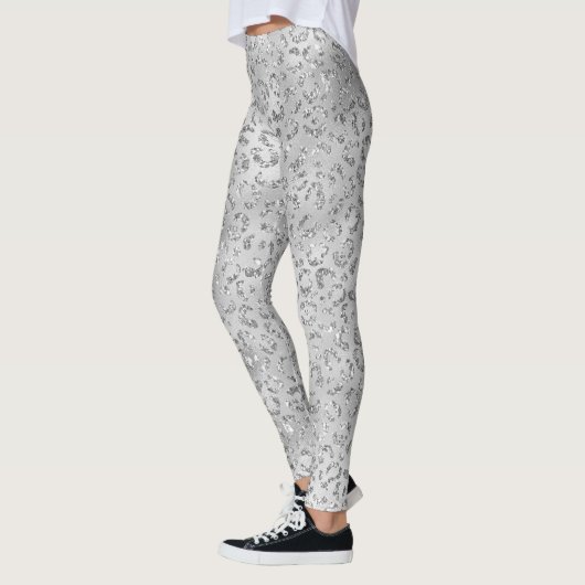 Leggings Cute Silver Cheetah Leopard Motif d'impression (Gauche)