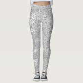 Leggings Cute Silver Cheetah Leopard Motif d'impression (Devant)