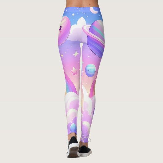 Leggings Cute Space Rainbow Design - Kawaii Planets (Dos)