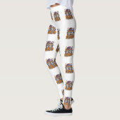 Leggings Cute Spooky Skeleton Cows with Pumpkins (Gauche)