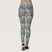 Leggings Cute tendance menthe vert rose cactus motif bold (Dos)