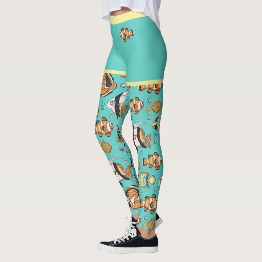 Leggings Cute Tropical Poisson Plage Aquarium Mural (Gauche)