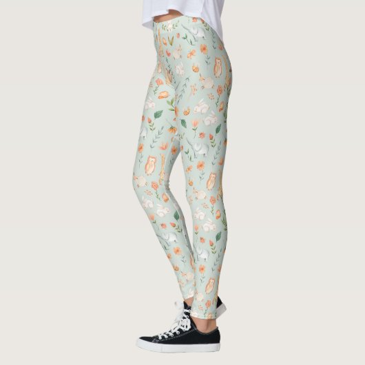 Leggings Cute Turquoise bébé animal Pastel Motif (Gauche)