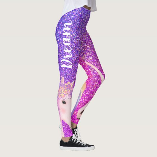 Leggings Cute Unicorn violet rose Parties scintillant Dream (Droite)