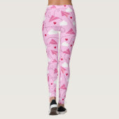 Leggings Cute Valentine Volant Avion Rouge Coeurs Rose (Dos)