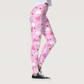 Leggings Cute Valentine Volant Avion Rouge Coeurs Rose (Droite)