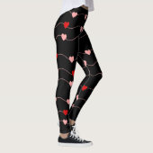 Leggings Cute Valentines Day Chaînes de coeur Amour rose ro (Droite)