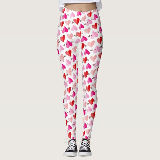 Leggings Cute Valentine's Day Coeurs et flèches (Devant)