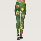 Leggings Cute Valentine's Day moss vert rose coeur floral (Dos)