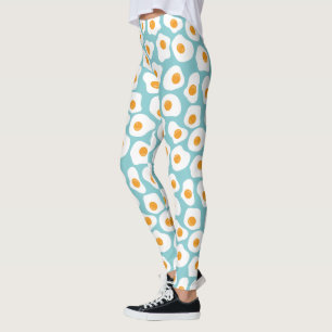 Leggings Cute Whimsical Egg Yolk Motif en bleu Turquoise