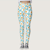 Leggings Cute Whimsical Egg Yolk Motif en bleu Turquoise (Devant)