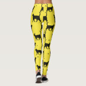 Leggings Cute Yellow And black Animal Pet Dots Cat Pattern  (Dos)