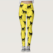 Leggings Cute Yellow And black Animal Pet Dots Cat Pattern  (Devant)