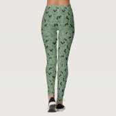 Leggings cute yoga pet dog pattern green background (Dos)