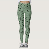 Leggings cute yoga pet dog pattern green background (Devant)